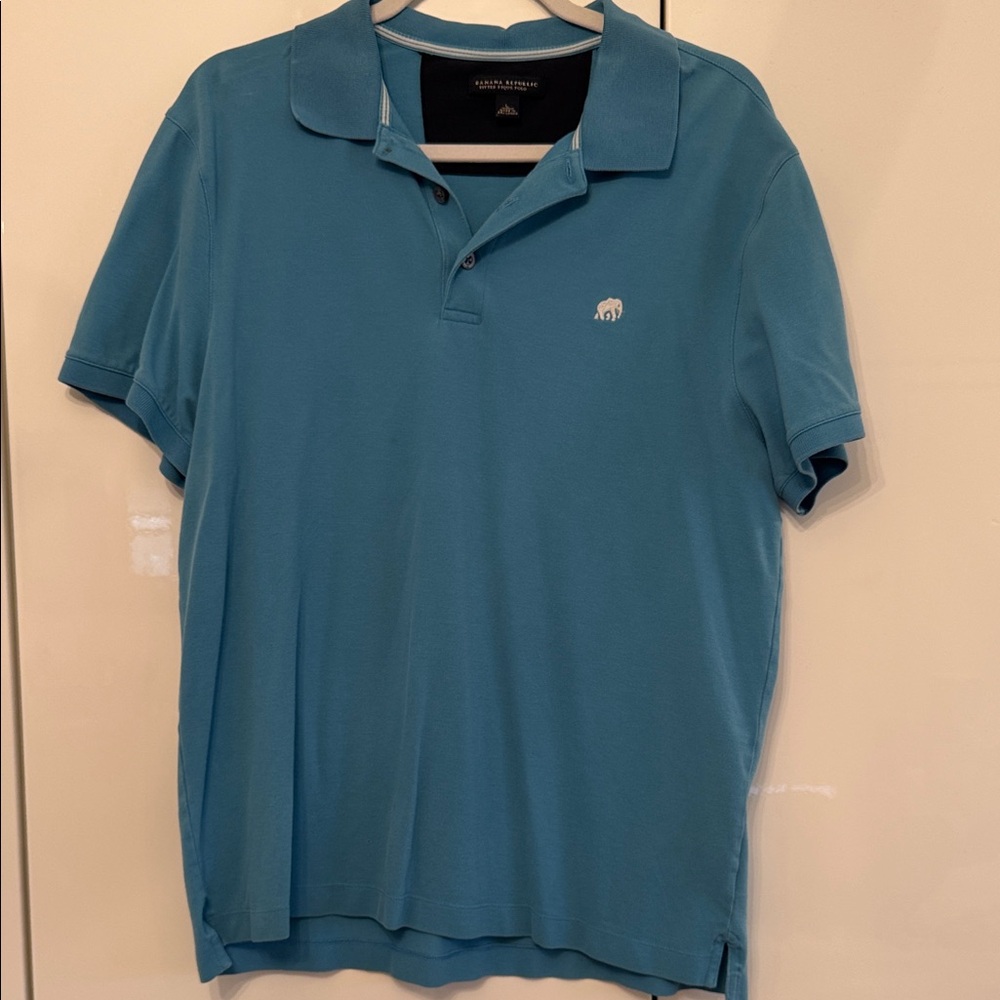 Banana Republic Men’s Teal Polo with Embroidered Elephant
